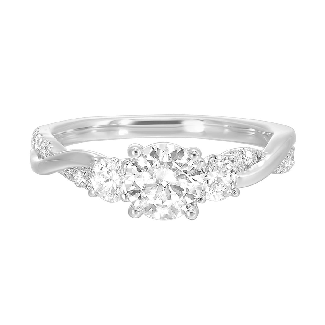14Kt White Semi Mount 1/2Ctw For 1 1/2Ctw Round Center