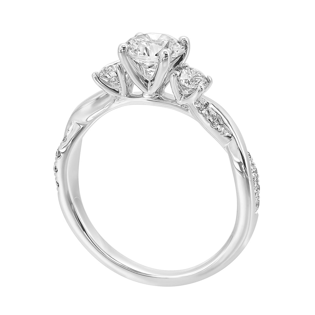 14Kt White Semi Mount 1/2Ctw For 1 1/2Ctw Round Center