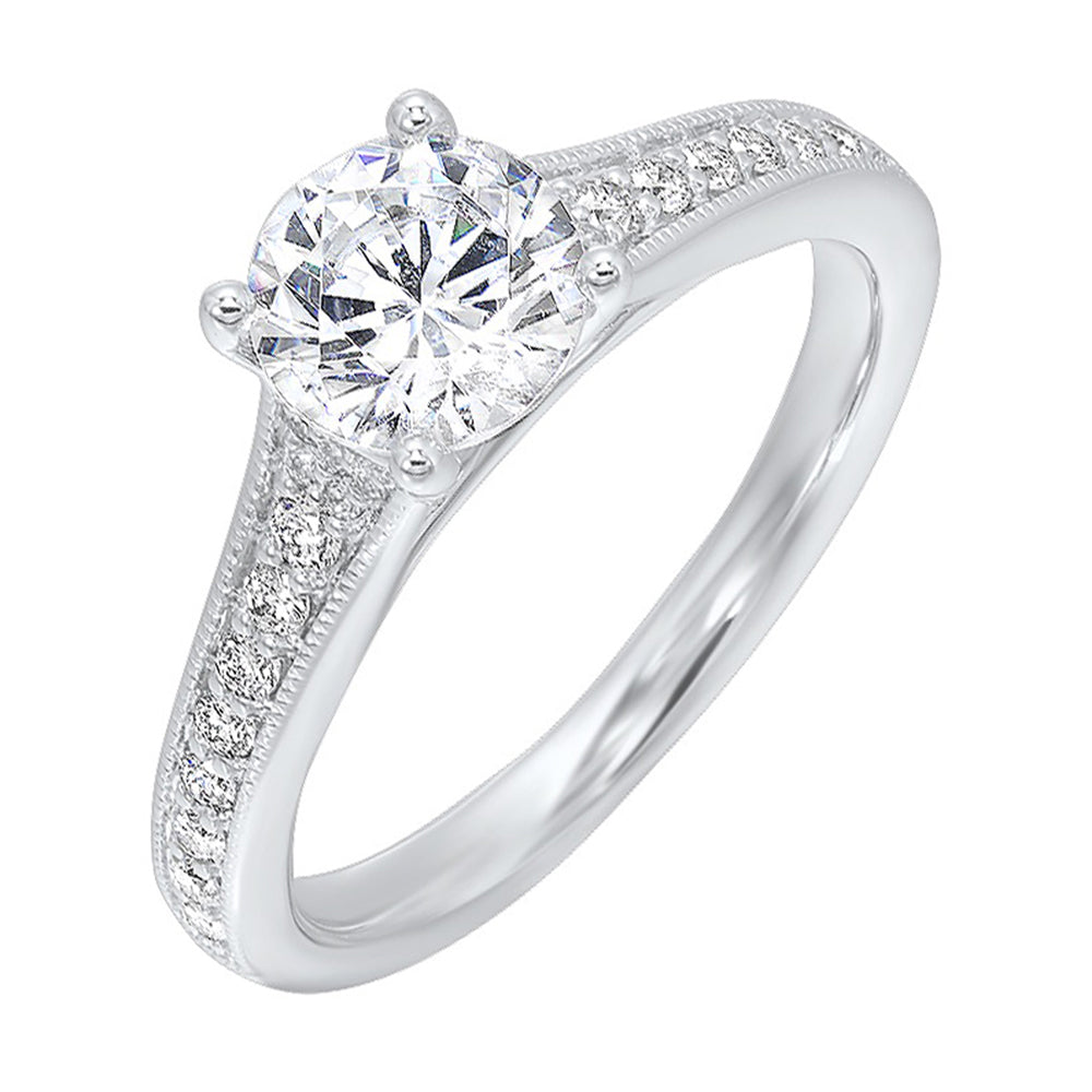 14Kt White Semi Mount 1/4Ctw For 1 1/4Ctw Round Center