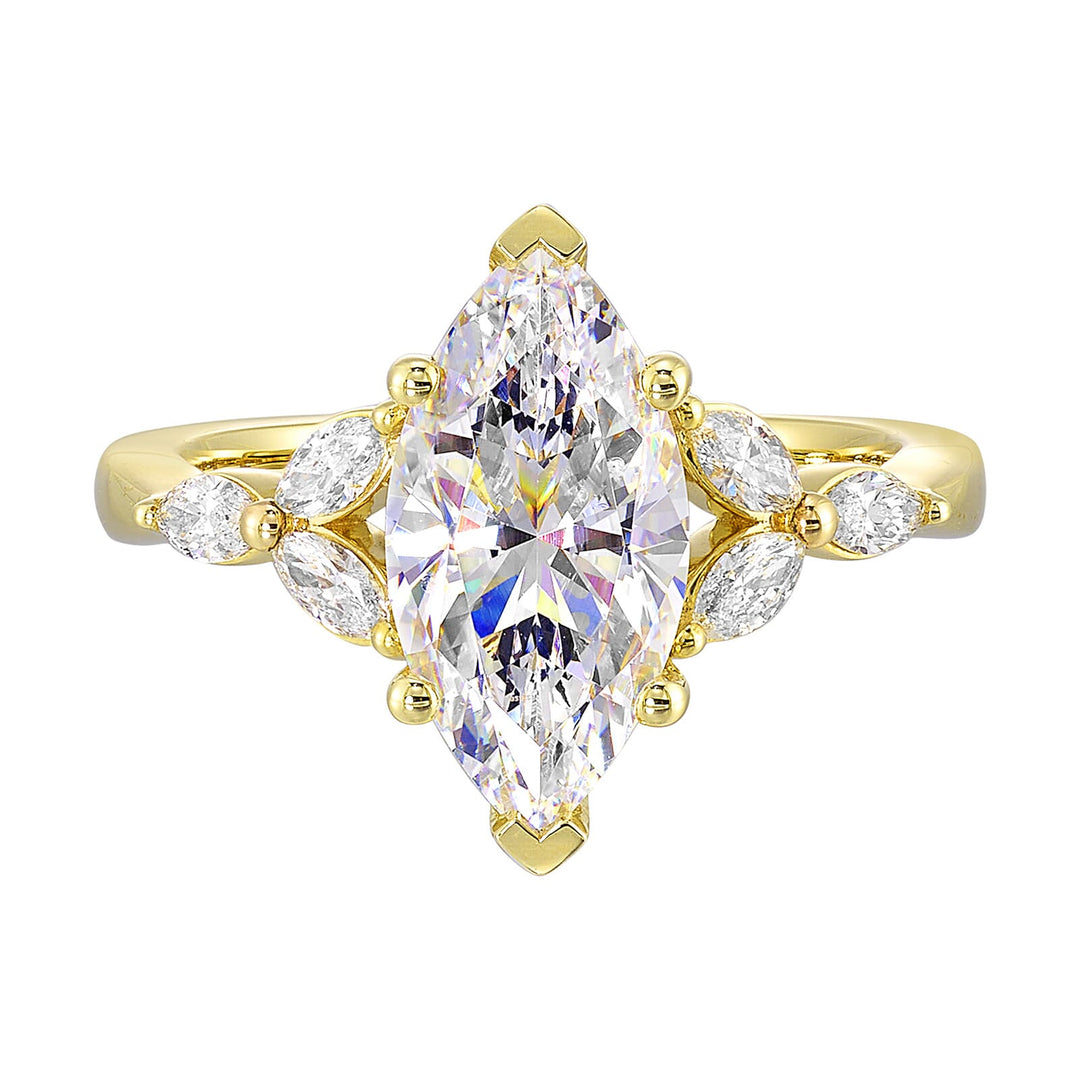 14Kt Yellow Semi Mount 1/3Ctw For 1Ct Marquise Center