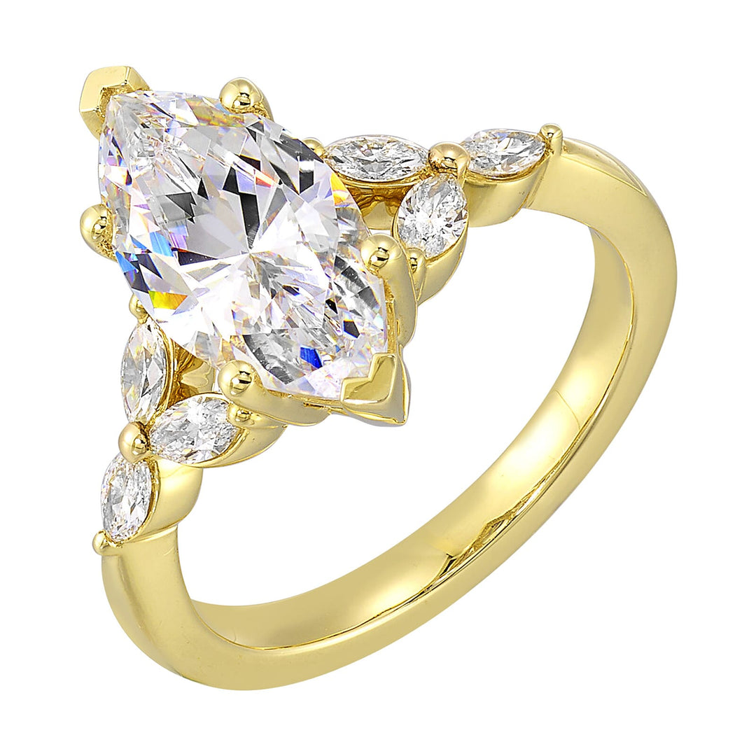 14Kt Yellow Semi Mount 1/3Ctw For 1Ct Marquise Center