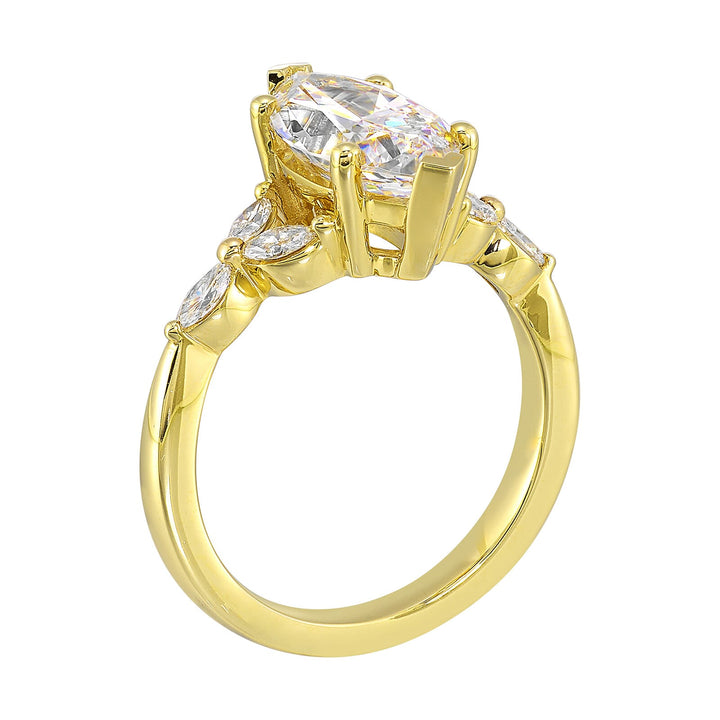 14Kt Yellow Semi Mount 1/3Ctw For 1Ct Marquise Center