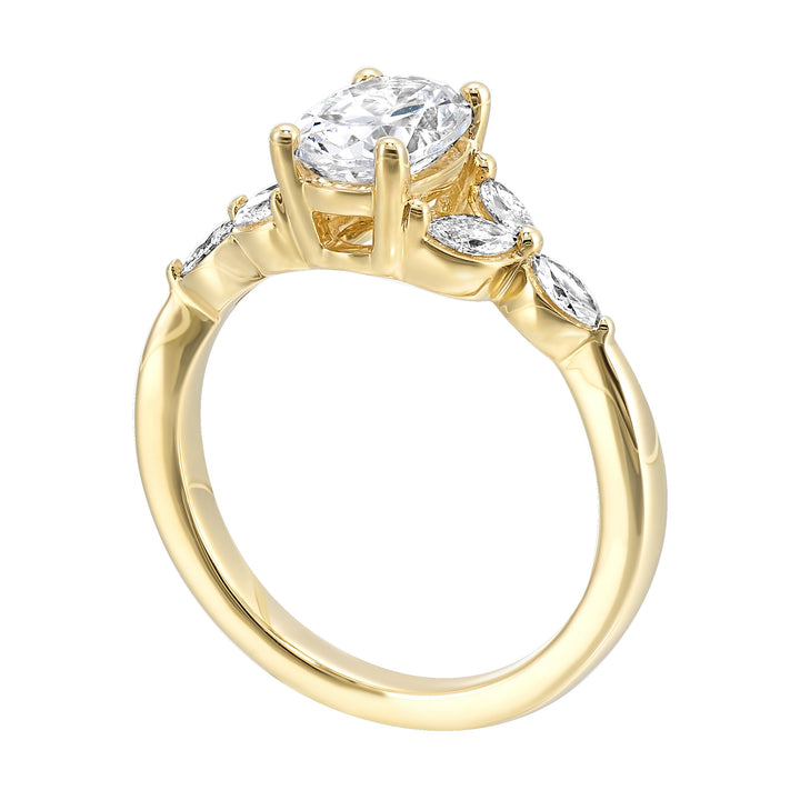 14Kt Yellow Semi Mount 1/3Ctw For 1 1/2Ctw Oval Center