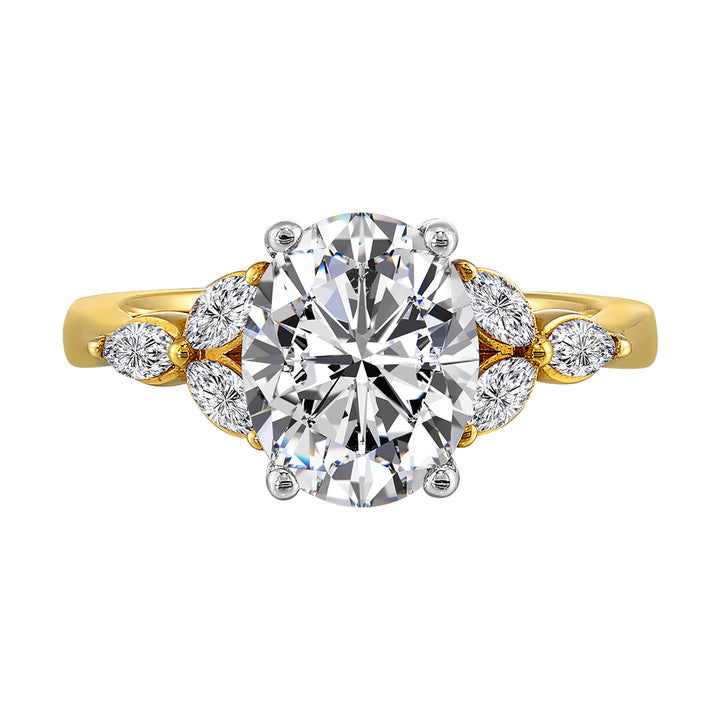 14Kt White Yellow Semi Mount 1/3Ctw For 2Ctw Oval  Center