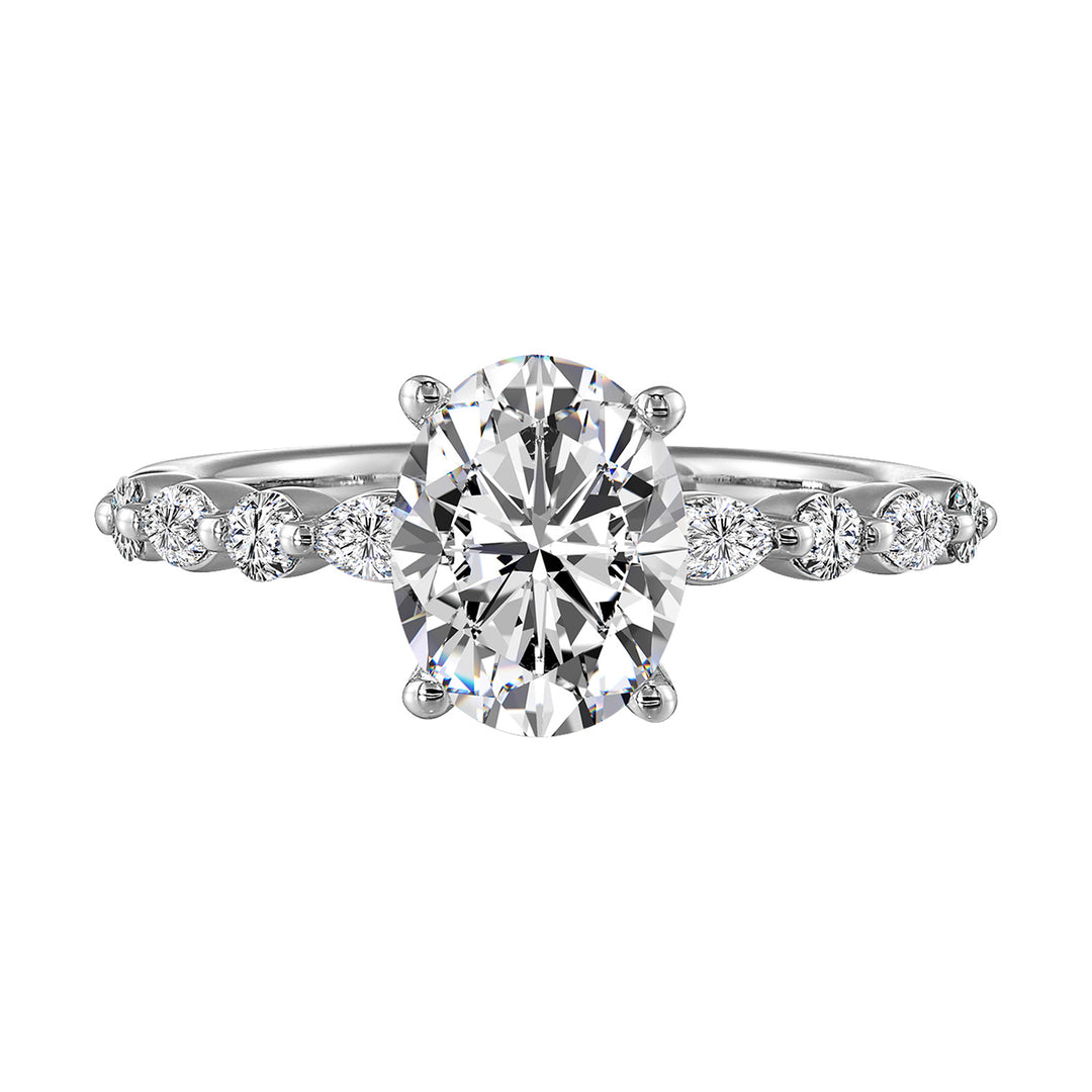 14Kt White Semi Mount 1/3Ctw For 2Ct Oval Center