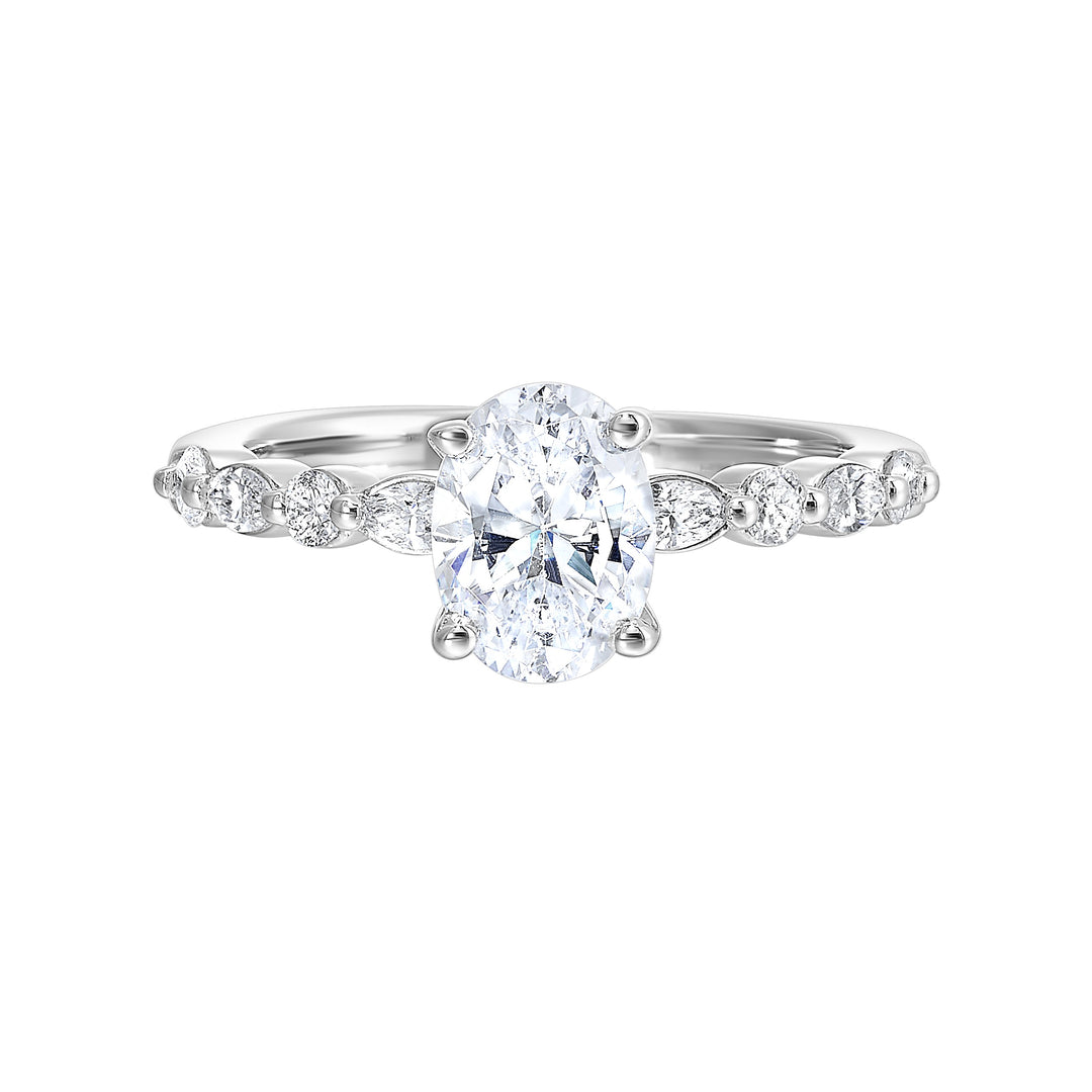 14Kt White Semi Mount 3/8Ctw For 3Ctw Oval Center