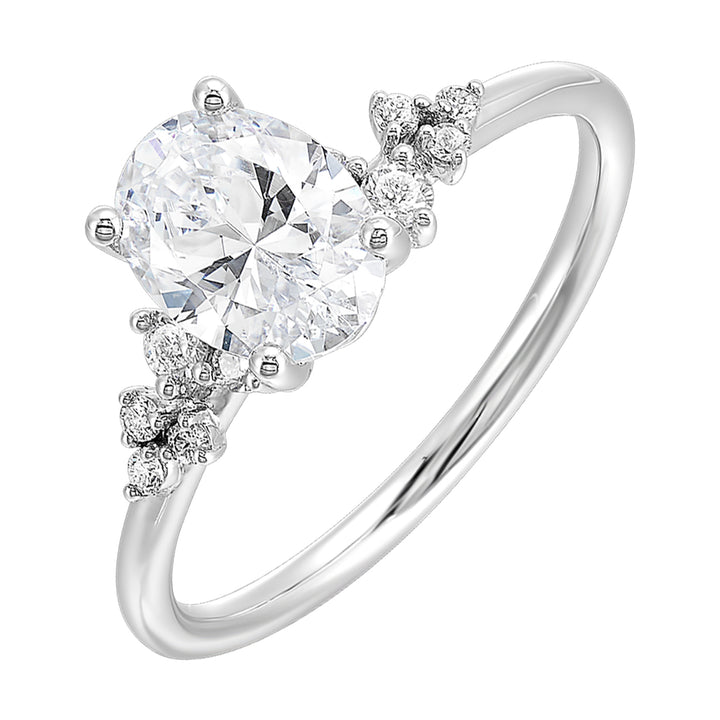 14Kt White Semi Mount 1/7Ctw For 1 1/2Ct Oval Center
