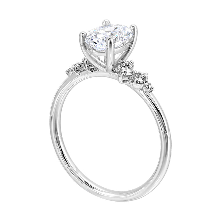 14Kt White Semi Mount 1/7Ctw For 1 1/2Ct Oval Center