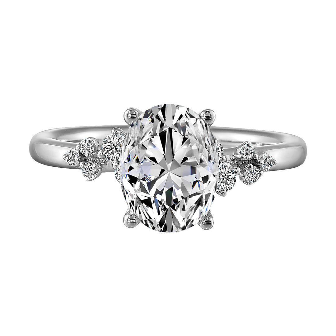 14Kt White Semi Mount 1/8Ctw For 2Ct Oval Center
