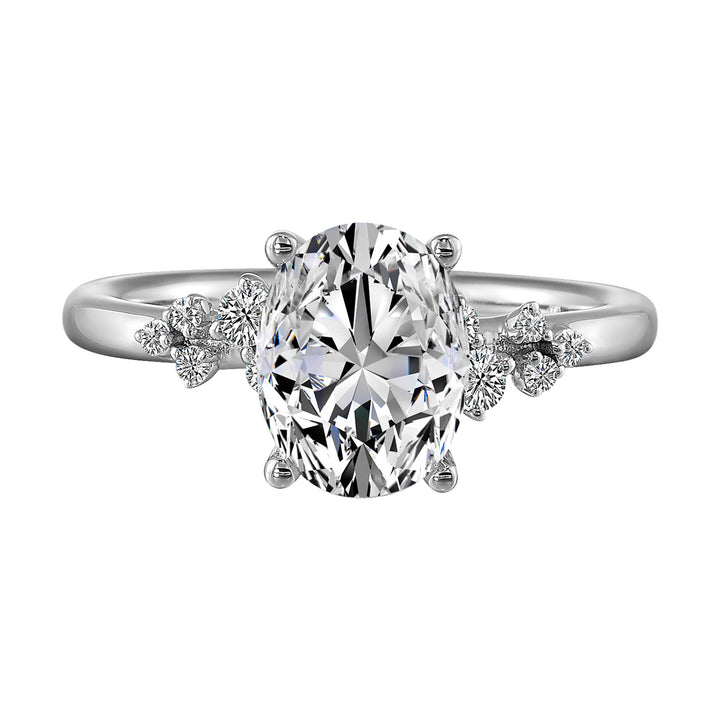 14Kt White Semi Mount 1/8Ctw For 2Ct Oval Center