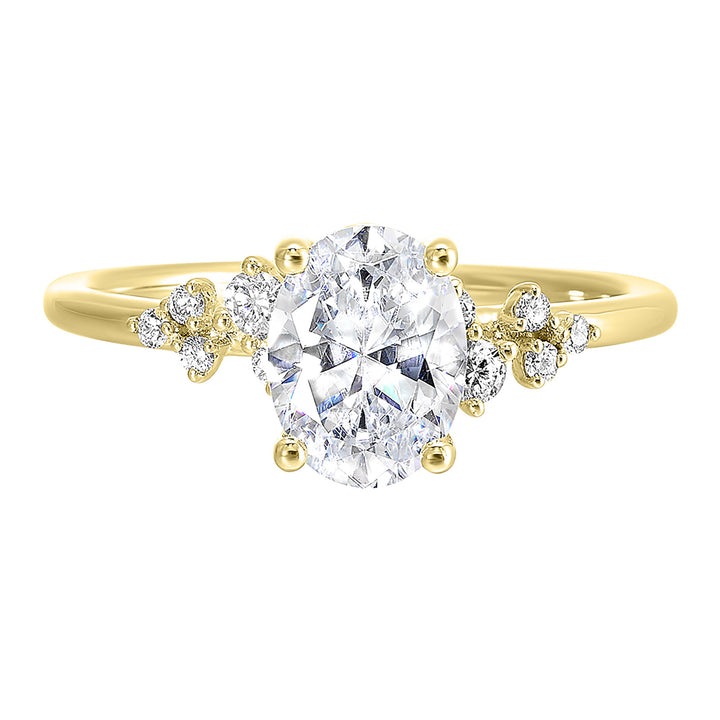 14Kt Yellow Semi Mount 1/8Ctw For 2Ct Oval Center