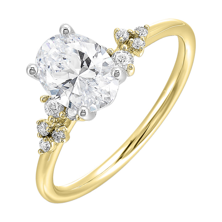 14Kt White Yellow Semi Mount 3/8Ctw For 2Ct Oval Center