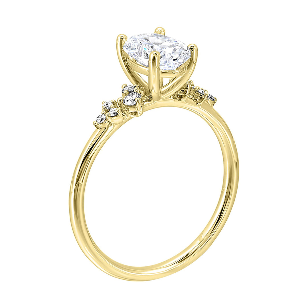 14Kt Yellow Semi Mount 1/8Ctw For 3Ct Oval Center