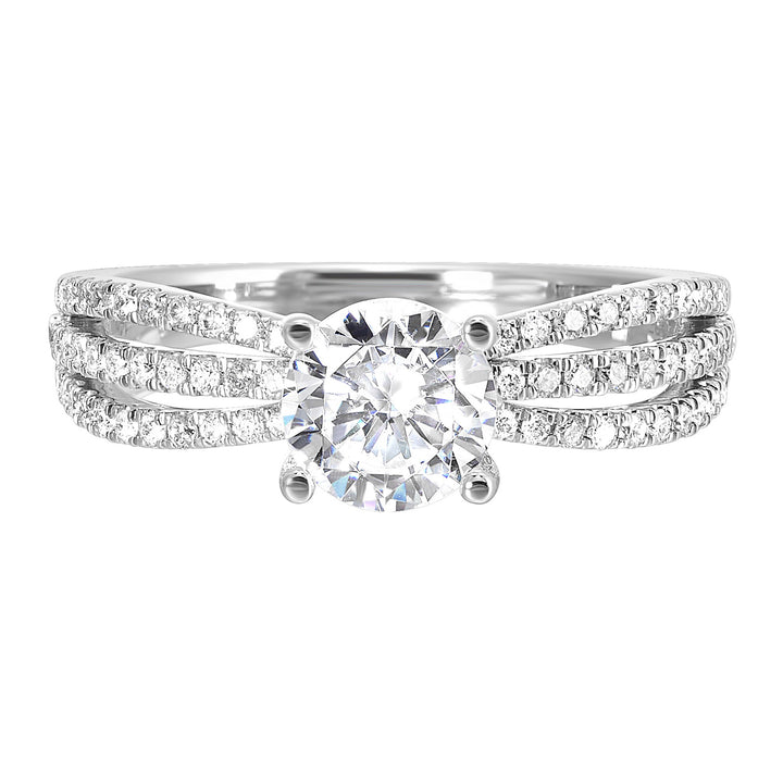 14Kt White Semi Mount 1/3Ctw For 1Ctw Round Center