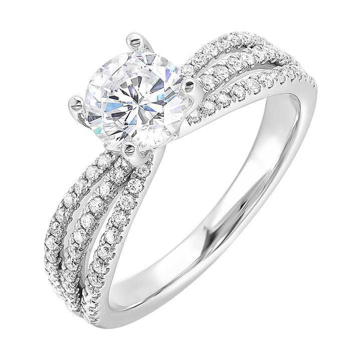 14Kt White Semi Mount 1/3Ctw For 1Ctw Round Center