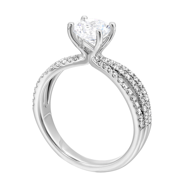 14Kt White Semi Mount 1/3Ctw For 1Ctw Round Center