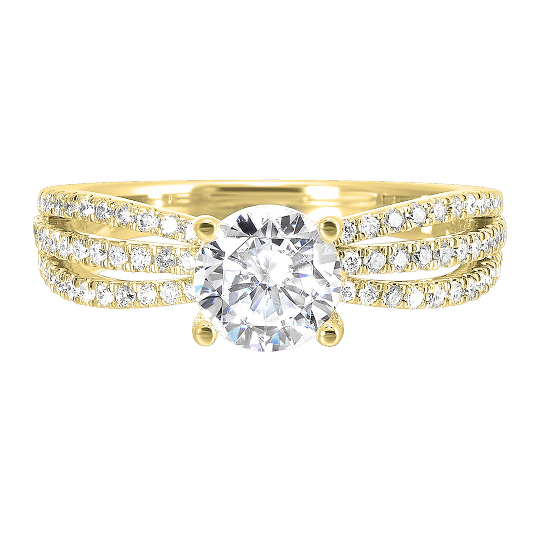 14Kt Yellow Semi Mount 1/3Ctw For 1Ct Round Center