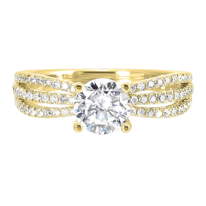 14Kt Yellow Semi Mount 1/3Ctw For 1Ct Round Center