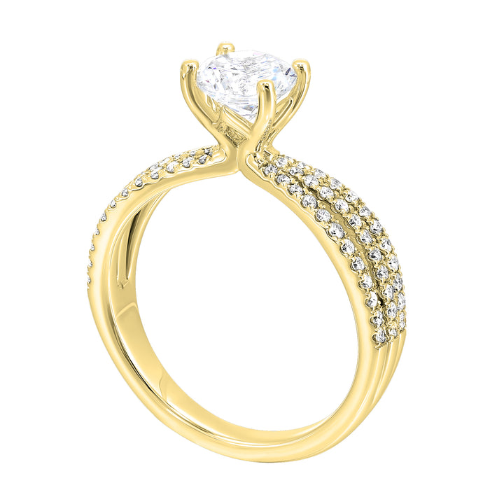 14Kt Yellow Semi Mount 1/3Ctw For 1Ct Round Center