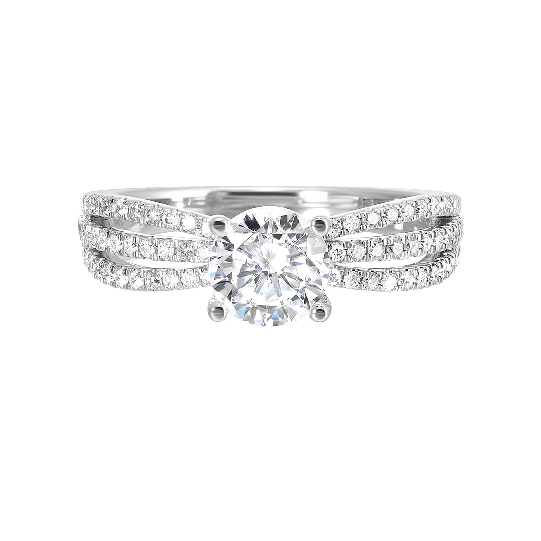 14Kt White Semi Mount 1/3Ctw For 1 1/2Ctw Round Center