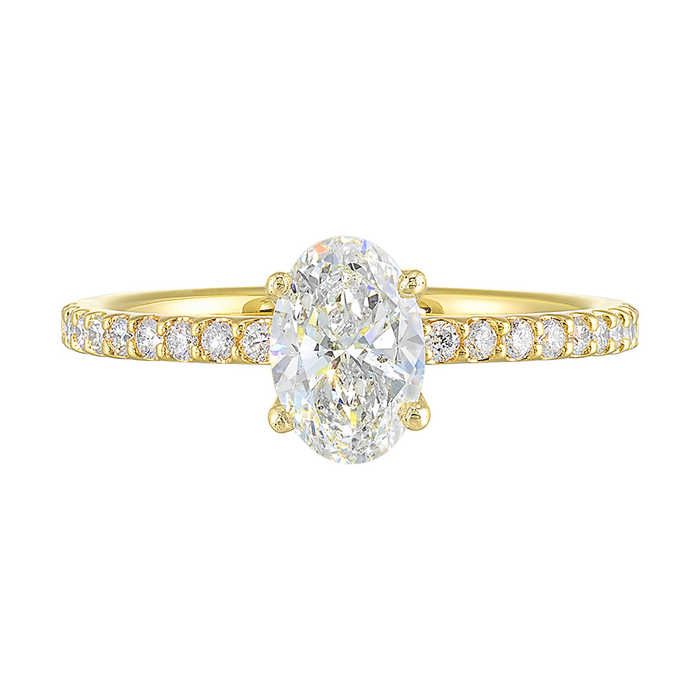 14Kt Yellow Semi Mount 1/5Ctw For 3/4Ctw Oval Center