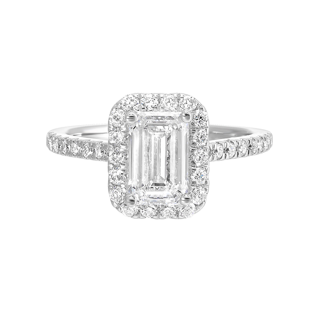 14Kt White Semi Mount 1/2Ctw For 1 1/2Ctw Emerald Cut Center