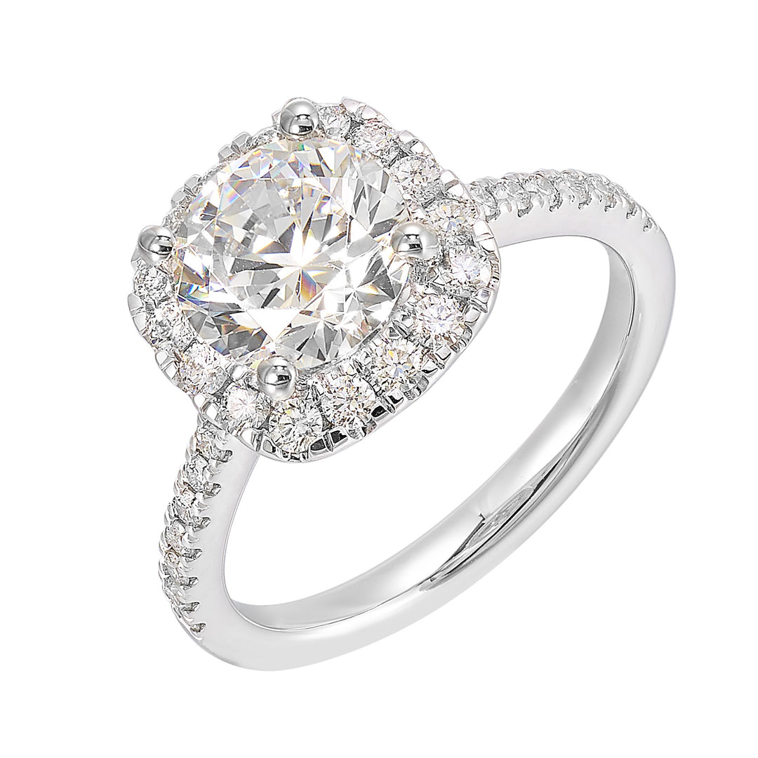 14Kt White Semi Mount 1/2Ctw For 1 1/2Ctw Round Center