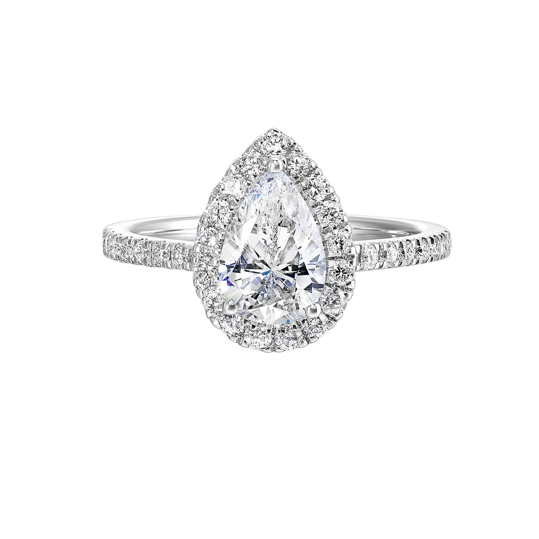 14Kt White Semi Mount 1/2Ctw For 1 1/2Ctw Pear Center