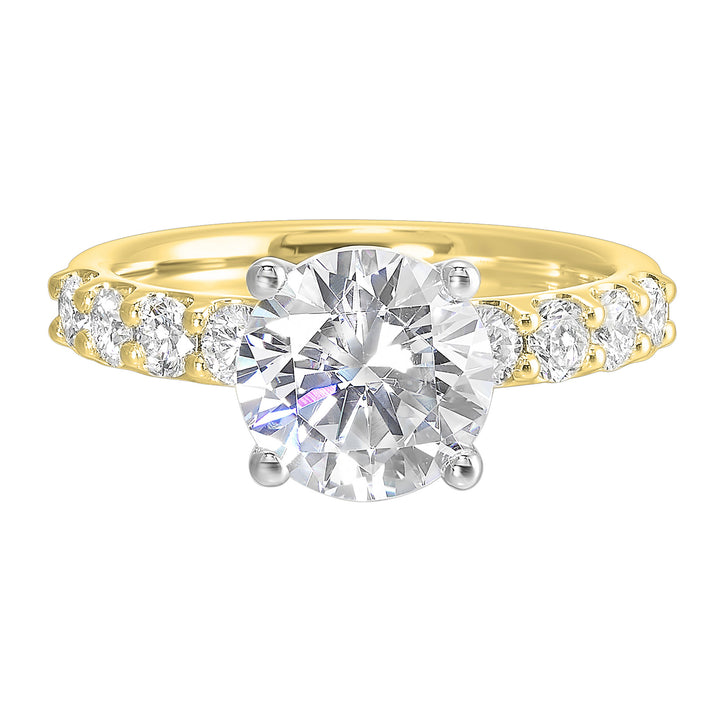 14Kt White Yellow Semi Mount 5/8Ctw For 2Ctw Round Center