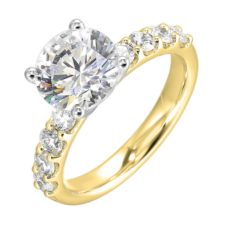 14Kt White Yellow Semi Mount 5/8Ctw For 2Ctw Round Center