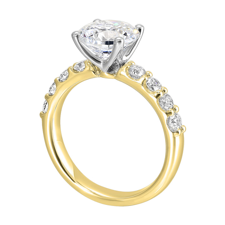 14Kt White Yellow Semi Mount 5/8Ctw For 2Ctw Round Center