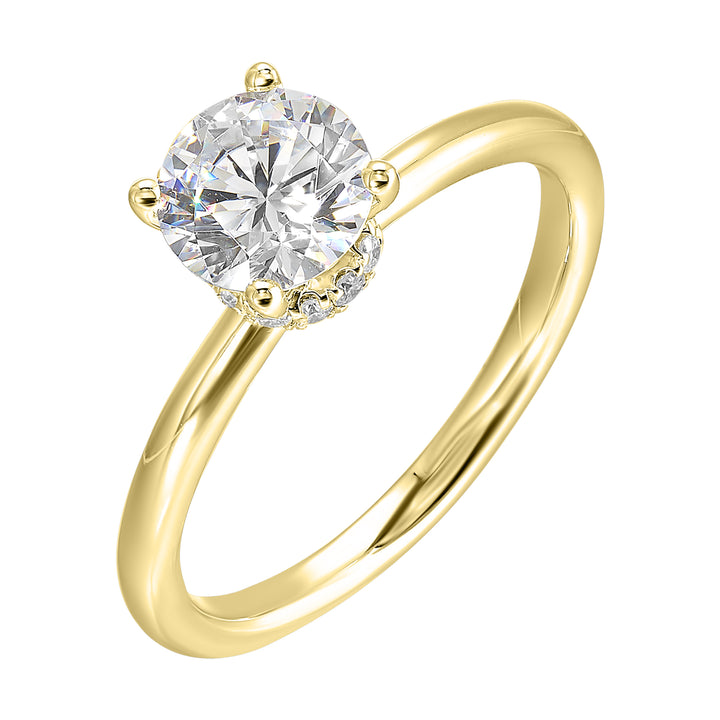 14Kt Yellow Semi Mount 1/7Ctw For 2Ctw Round Center