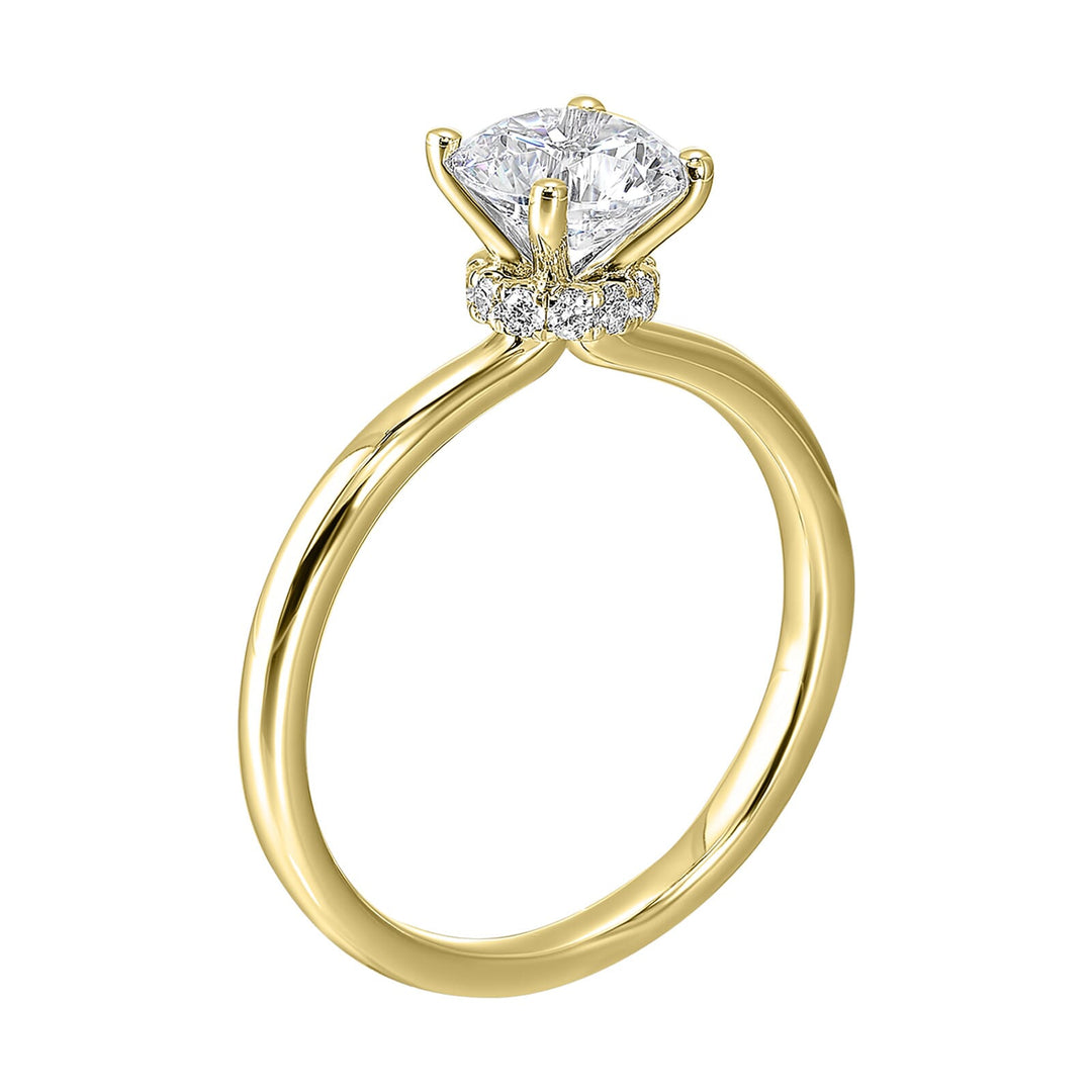 14Kt Yellow Semi Mount 1/7Ctw For 3Ct Round Center
