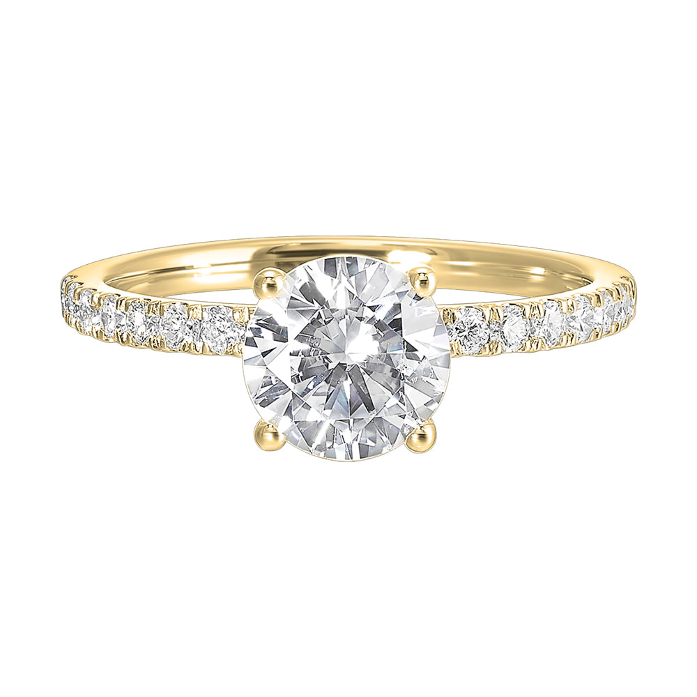 14Kt Yellow Semi Mount 3/8Ctw For 3/4Ctw Round Center