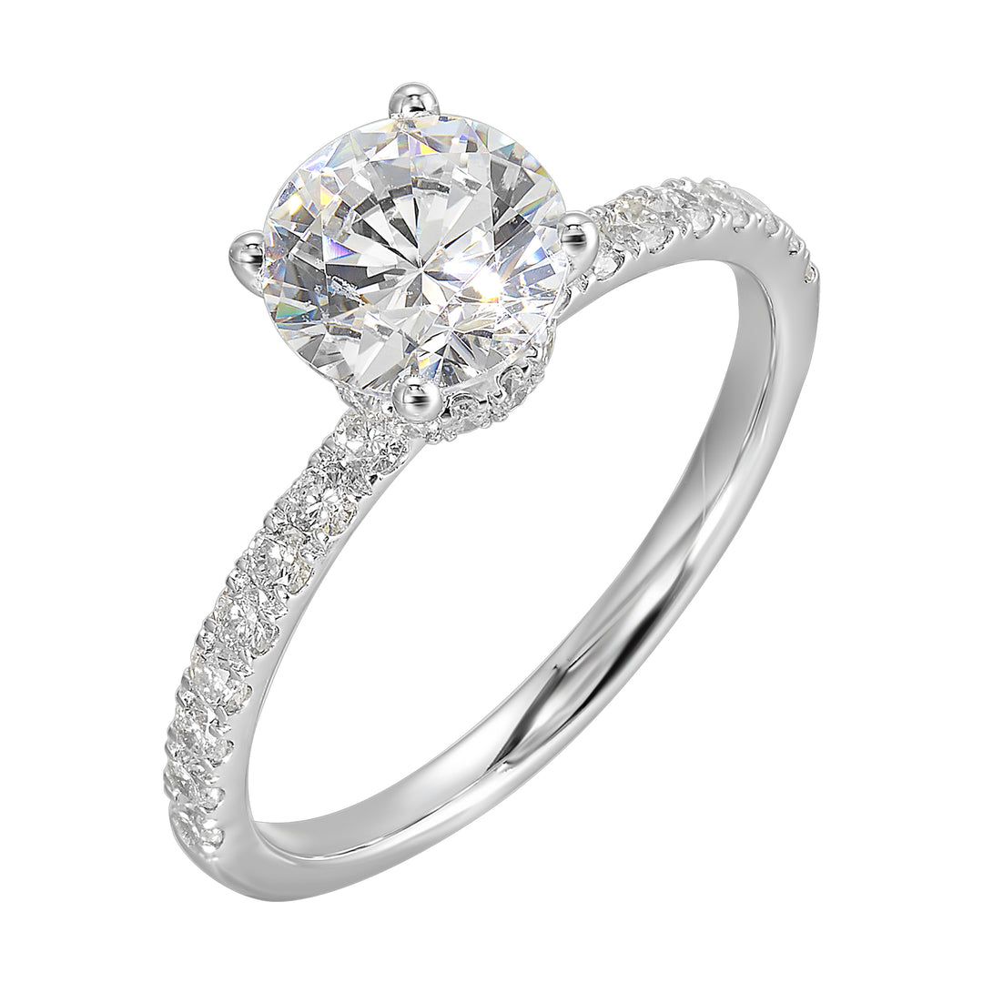 14Kt White Semi Mount 1/2Ctw For 2Ct Round Center