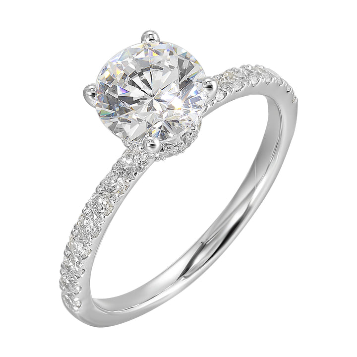 14Kt White Semi Mount 1/2Ctw For 2Ct Round Center