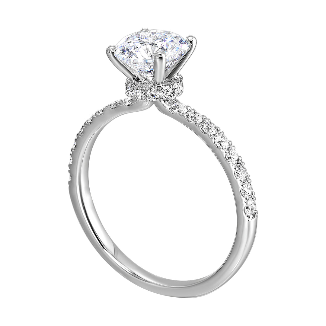 14Kt White Semi Mount 1/2Ctw For 2Ct Round Center