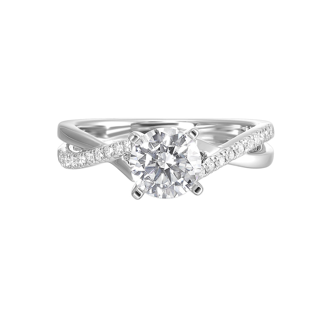 14Kt White Semi Mount 1/7Ctw For 1 1/2Ctw Round Center