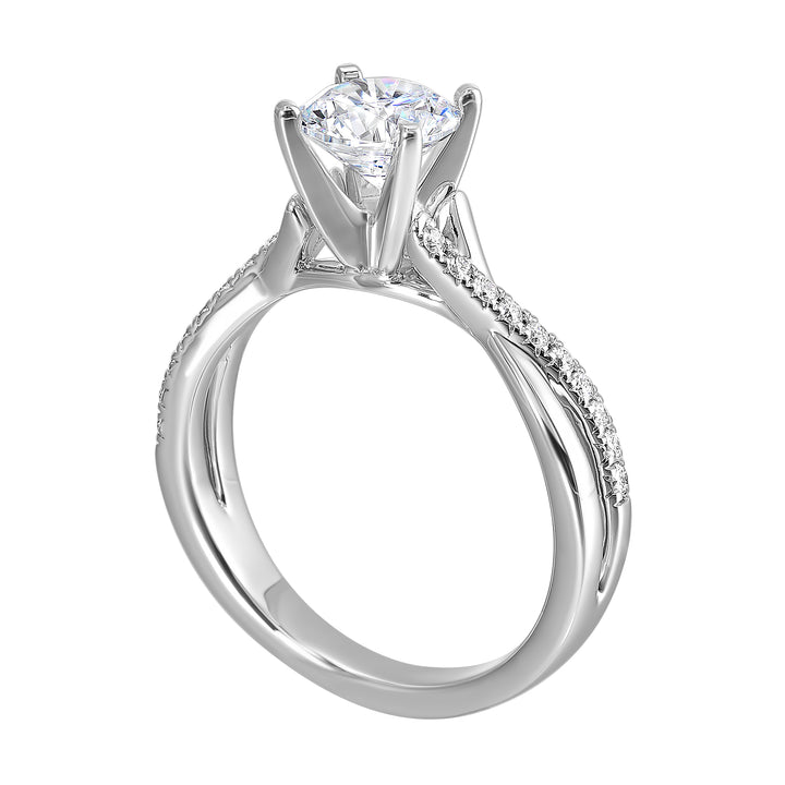 14Kt White Semi Mount 1/7Ctw For 2Ctw Round Center