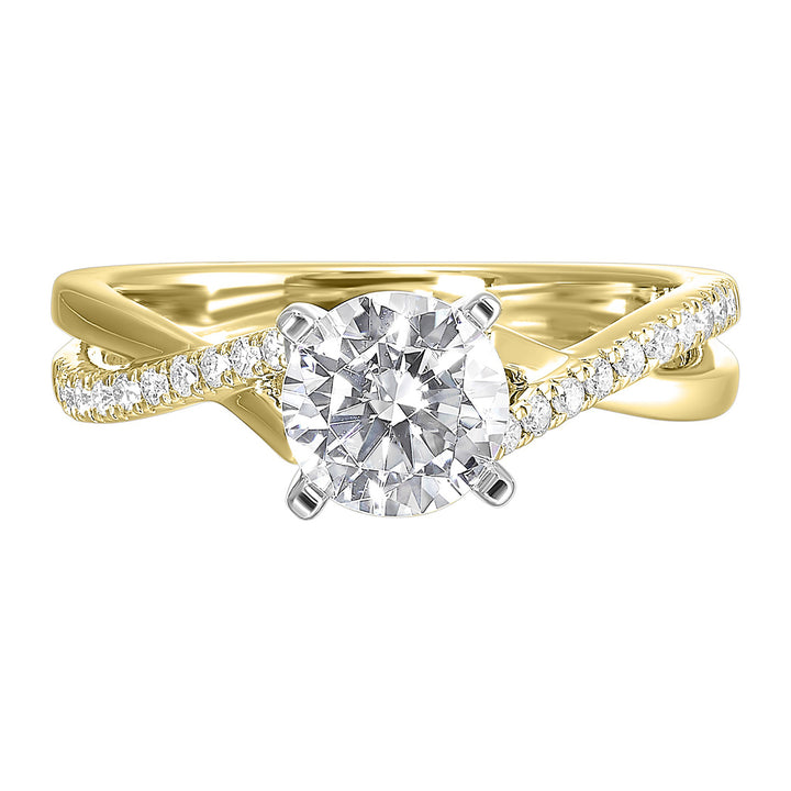 14Kt White Yellow Semi Mount 1/7Ctw For 2Ctw Round Center