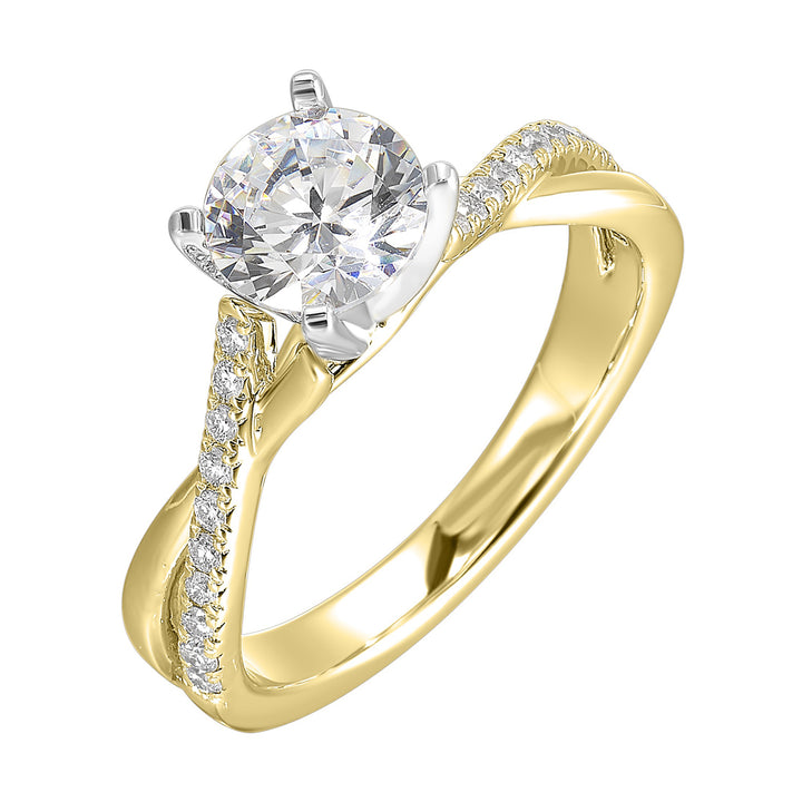 14Kt White Yellow Semi Mount 1/7Ctw For 2Ctw Round Center