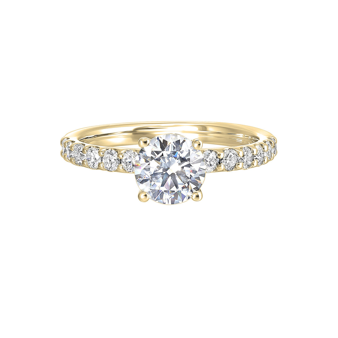 A solitaire ring sparkles further with diamond studded shank displaying timeless elegance and dazzling brilliance is a classic choice.