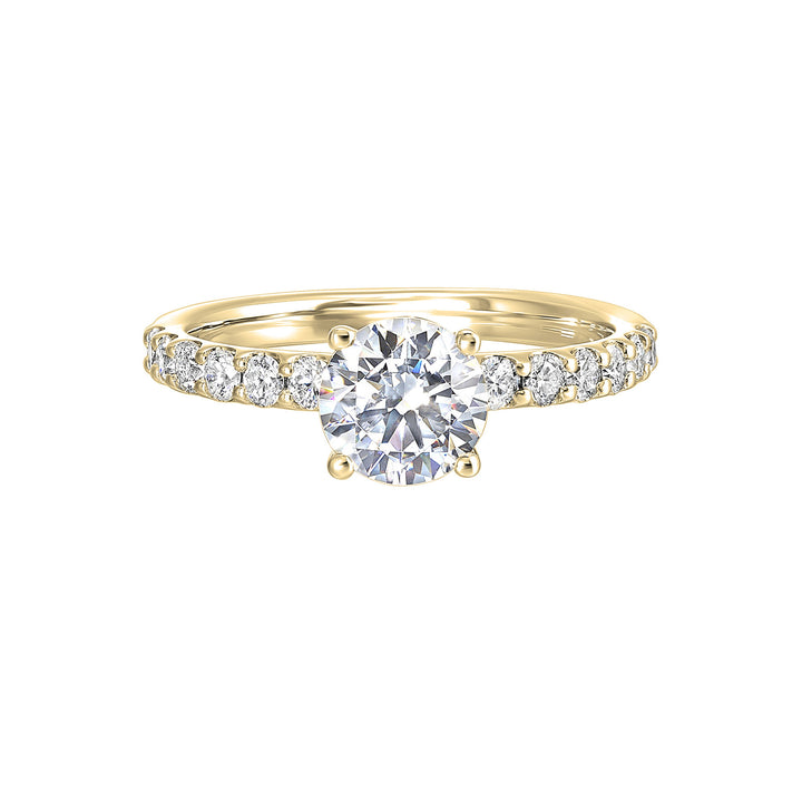A solitaire ring sparkles further with diamond studded shank displaying timeless elegance and dazzling brilliance is a classic choice.
