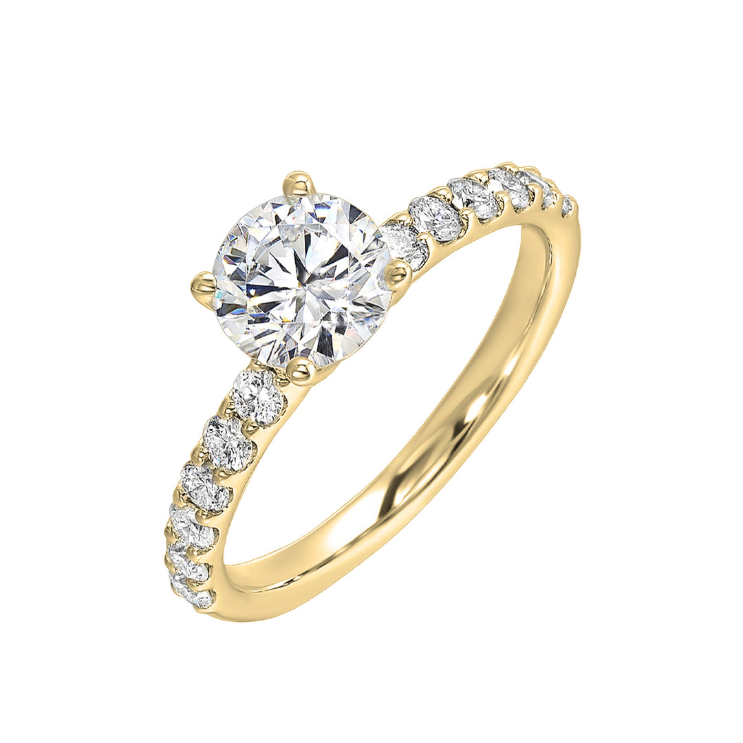 A solitaire ring sparkles further with diamond studded shank displaying timeless elegance and dazzling brilliance is a classic choice.