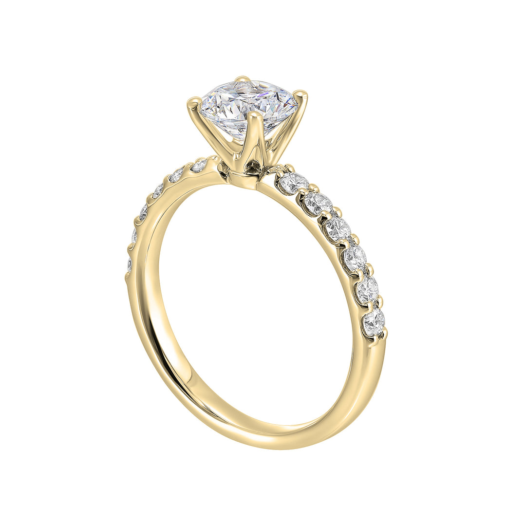 A solitaire ring sparkles further with diamond studded shank displaying timeless elegance and dazzling brilliance is a classic choice.