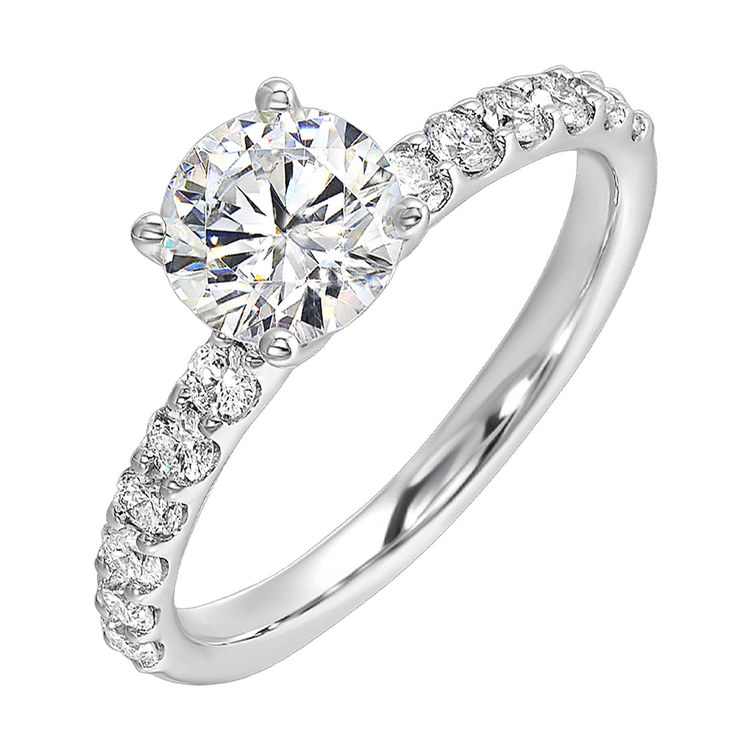 14Kt White Semi Mount 3/8Ctw For 1 1/2Ctw Round Center