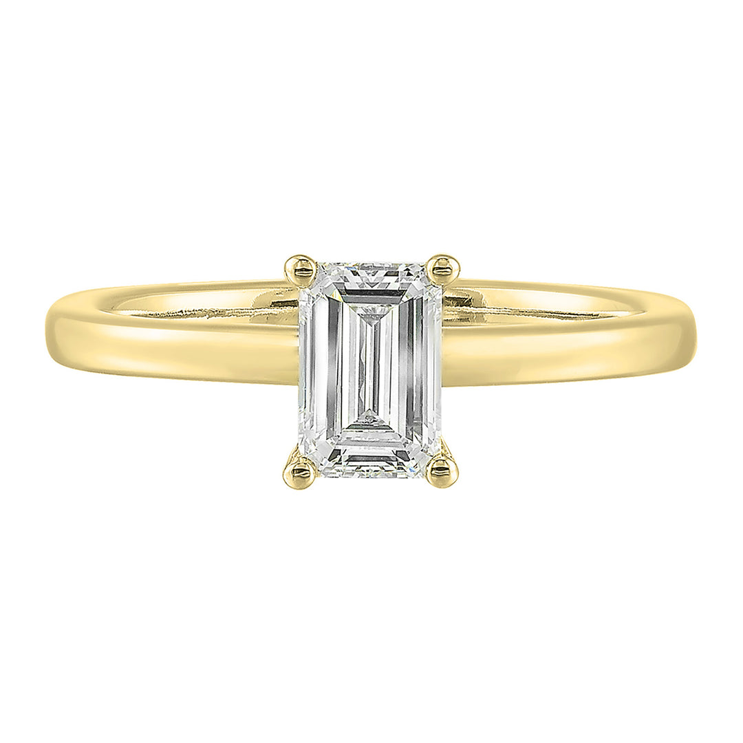 14Kt Yellow Semi Mount 1/15Ctw For 2Ct Emerald Cut Center