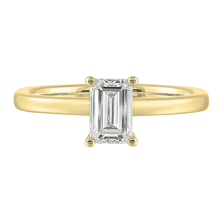 14Kt Yellow Semi Mount 1/15Ctw For 2Ct Emerald Cut Center