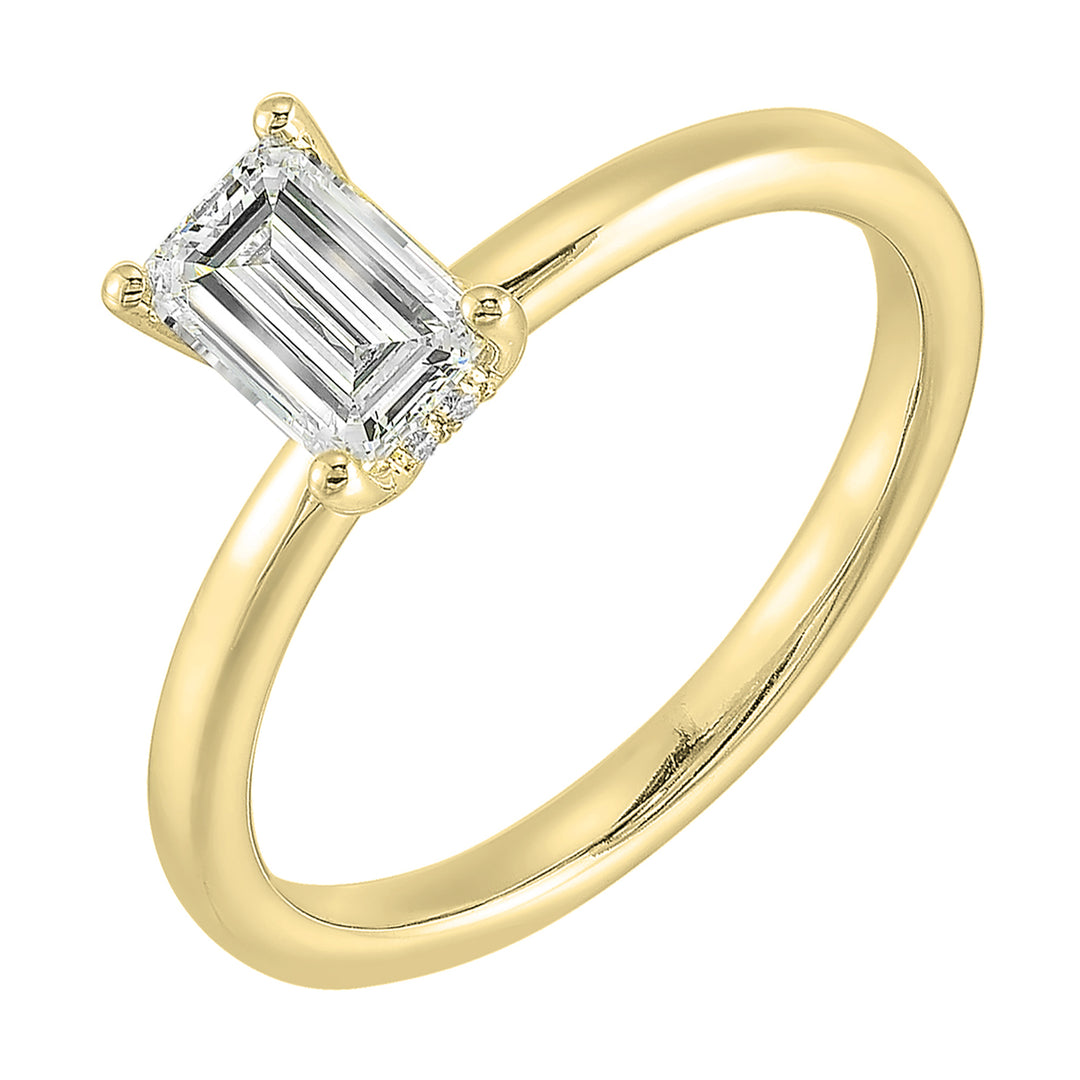 14Kt Yellow Semi Mount 1/15Ctw For 2Ct Emerald Cut Center
