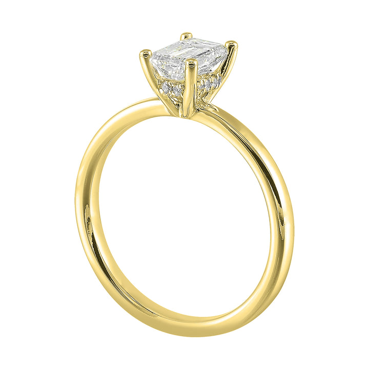 14Kt Yellow Semi Mount 1/15Ctw For 2Ct Emerald Cut Center